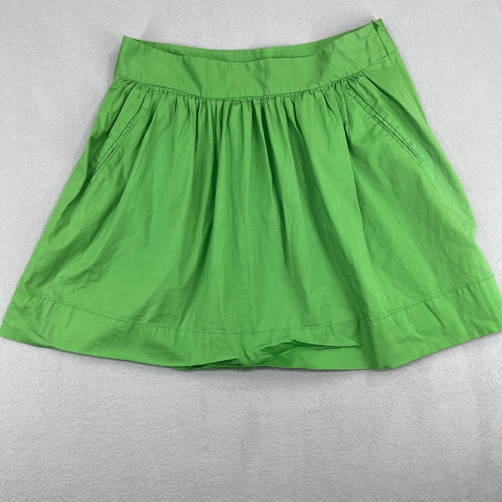 Banana Republic Womens Green‎ Pleated Mini Skirt Side Zip Pockets Size 10